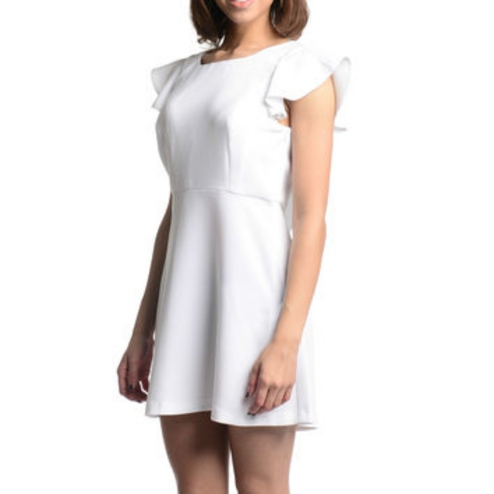 White Flutter Sleeve Dress!